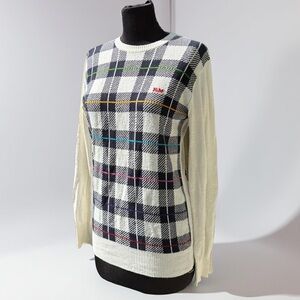 Vintage Franklin & Marshall Checkered Plaid Sweater Black White Medium